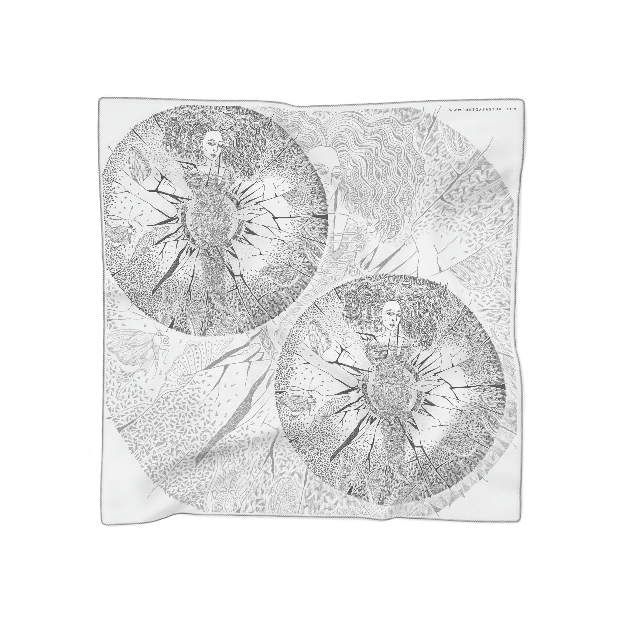 Ercole Chinese Zodiac-Print Silk Scarf, White